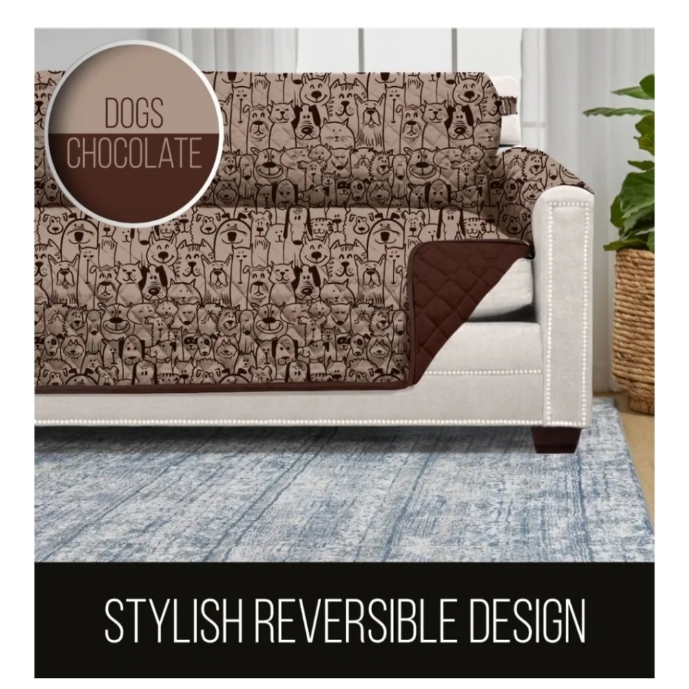 Brown Couch Cover Reverable Pattern For 48 Inch One Seat "Large" Chair - Picture 11 of 14